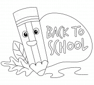 Back to School (funny pencil with leaves) - coloring page n° 1371