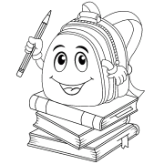 Funny Schoolbag Sitting On Books - coloring page n° 1383
