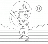 Boy Playing Baseball - coloring page n° 1386