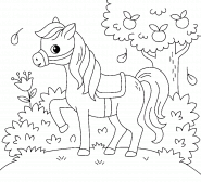 Cute Horse In The Forest - coloring page n° 1391