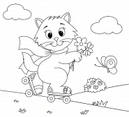Super Cute Roller-Skating Cat - coloring page n° 1392