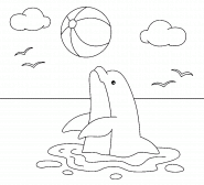 Cute Dolphin Playing With Beach Ball - coloring page n° 1393