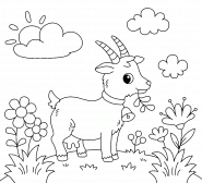 Goat Grazing in the Meadow - coloring page n° 1399