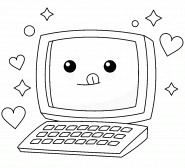 Kawaii Computer - coloring page n° 1406