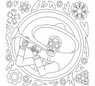 Mariachi Musician Skeleton Playing Trumpet - coloring page n° 1441