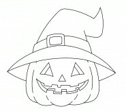 Pumpkin Wearing a Witch's Hat - coloring page n° 1452