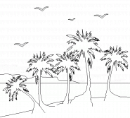 Decline on island with palm trees - coloring page n° 147