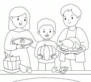 Happy Family Celebrating Thanksgiving - coloring page n° 1470