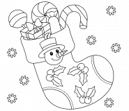 Christmas Sock with Gifts and Sweets - coloring page n° 1483