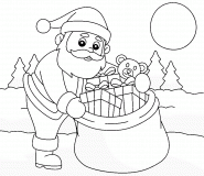 Santa Claus with a Bag of Gifts - coloring page n° 1488