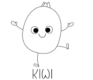 Cute Jumping Kiwi - coloring page n° 1507