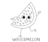 Cute Dancing <br>Watermelon Slice - coloring page n° 1515