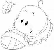 Baby with butterfly - coloring page n° 152
