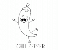 Cute Dancing Chili Pepper - coloring page n° 1531