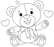 Lovely and Cute Pink Teddy Bear - coloring page n° 1534