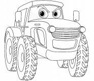 Cartoon Tractor with Big Eyes - coloring page n° 1536