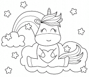 Cute Rainbow Unicorn Holding a Big Heart - coloring page n° 1537