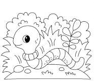 Funny Cartoon Earthworm - coloring page n° 1539