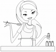 Housewife cooking - coloring page n° 154