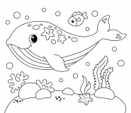 Cartoon Whale Under the Sea - coloring page n° 1540