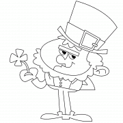 Funny Leprechaun Holding a Shamrock - coloring page n° 1545