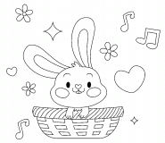 Happy Easter Bunny in a Basket - coloring page n° 1549