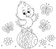 Happy Little Chick With an Easter Egg - coloring page n° 1557