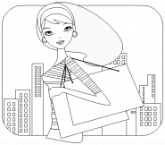 Girl with shopping bags - coloring page n° 156