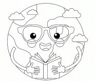 Planet Earth <br>Reading a Book - coloring page n° 1570