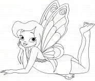 Adorable fairy in a pink dress - coloring page n° 159