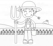 Young farmer boy working on the farm - coloring page n° 160