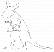 kangaroo with baby in pouch - coloring page n° 169