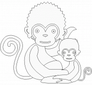 Mom Grooming Baby Macaque - coloring page n° 170