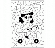 Young Girl Riding a Scooter - Color By Number (Online Game)