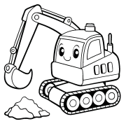 Cartoon Excavator - Online Coloring