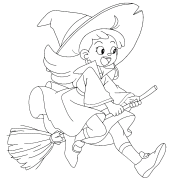 The Little Witch and Her Magic Broom - Online Coloring