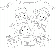 Family Celebrating Christmas Together - Online Coloring Family Celebrating Christmas Together - Online Coloring