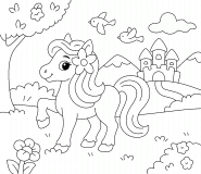 Fairytale Pony in an Enchanted Kingdom - Online Coloring