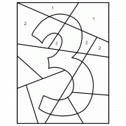 Colorful Mosaic Around Number 3 - Color By Number (Online Game)