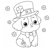 Cute St. Patrick’s Day Puppy with Shamrocks - Online Coloring