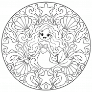 A Wonderful Mandala for a Little Mermaid! - Online Coloring A Wonderful Mandala for a Little Mermaid! - Online Coloring