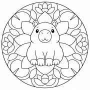 Mandala with a Kawaii Capybara - Online Coloring Mandala with a Kawaii Capybara - Online Coloring