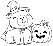 A Capybara and His Halloween Pumpkin - Online Coloring A Capybara and His Halloween Pumpkin - Online Coloring