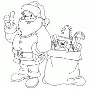 Santa with his sack full of presents - coloring page n° 2