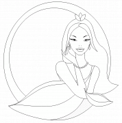 Beautiful woman with leaf - coloring page n° 203