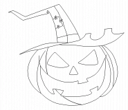 Halloween pumpkin with witch hat - coloring page n° 212