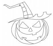 Halloween pumpkin with witch hat - coloring page n° 212