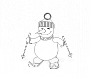 A Snowman Skiing - coloring page n° 237