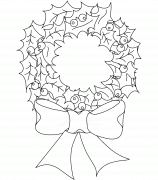 Christmas wreath with a big red bow - coloring page n° 243