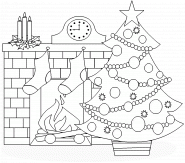 Christmas Fireplace Decorations - coloring page n° 246
